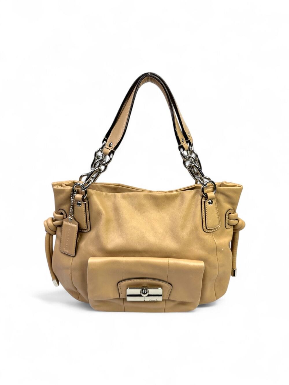 Vintage Coach Kristin Leather Hobo Shoulder Bag Tan Turnlock Pocket